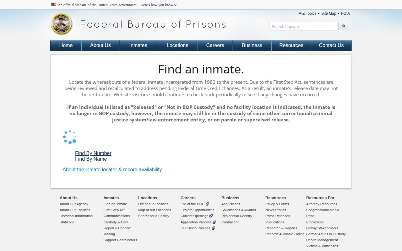Kentucky released inmate federal BOP locator