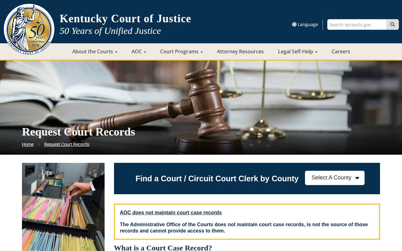 Kentucky released inmate court record request route
